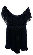 Kimchi Blue Urban Outfitters Sail Away Romper Black Lace Ruffle Open Back Sz XS