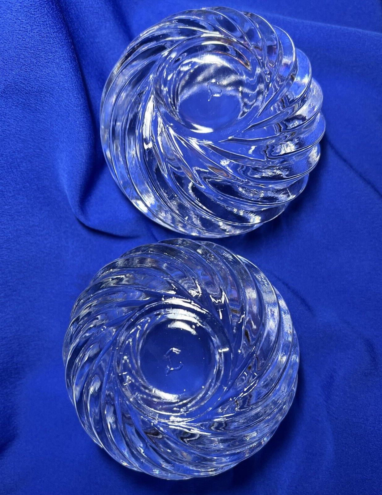 2 Swirled Glass Votive Tea Light Candle Holders by Libbey