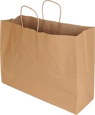 Paper Shopping Bags 100 Natural Kraft 16" x 6 x 12 ½" Retail Merchandise Handles