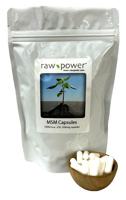 MSM Capsules, 100% pure (250 v-caps, 1000mg each, made in USA!), Raw Power brand