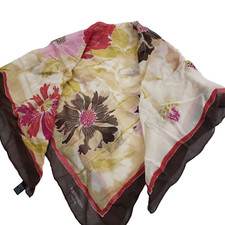 Furstenberg Couture Silk Scarf Multicolor Floral Glitter 27/30" Made In Italy