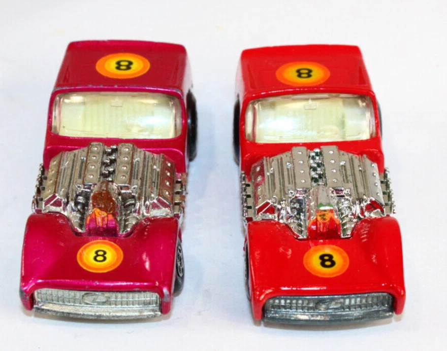 2 Matchbox Superfast No. 19 Road Dragster Lesney Red Purple 1970 Box - Image 3 of 4