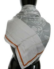 C'N'C COSTUME NATIONAL Bufanda Gris Naranja Seda Floral Fular Envoltura 140x130cm $150