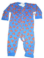 Superman Boys 4-6 M Button Up Footie Pajama