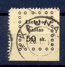 LITHUANIA MI# 18 VARIETY = PRINTED ON BOTH SITES = USED RARE!!!