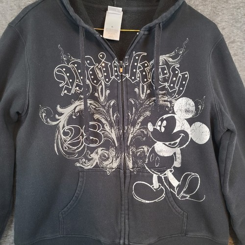 Disney Mickey Mouse Womens XL Full Zip Black Hoodie w/Pockets - Picture 2 of 11