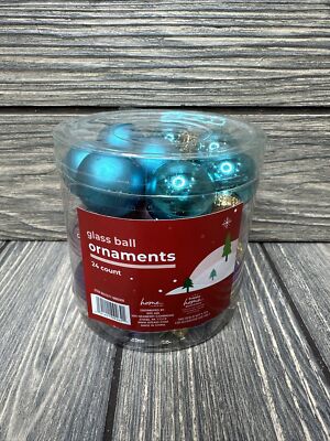 Home By Rite Aid Mini 1  Glass Ball Ornaments Globe 24 Count Blue Purple 