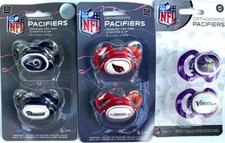NFL Orthodontic Pacifiers Silicone Nipple Rams, Cardinals, Vikings Pack of 2 