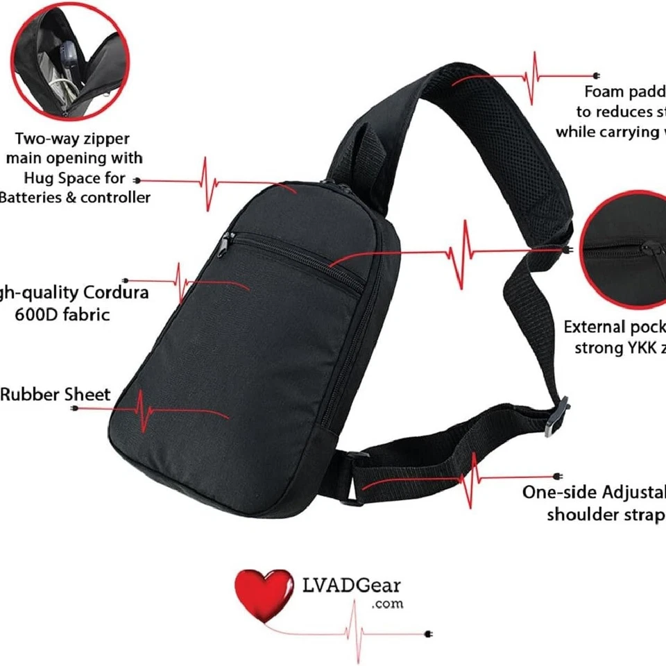 Bolsa de equipo LVAD HeartMate 3 - Estuche de viaje bandolera duradero para dispositivos LVAD Foto 4 de 4