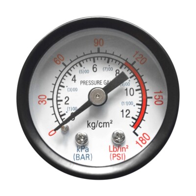 High Performance Pressure Gauge 1/8'' Thread Back Mount for Air Compressor Fluid
