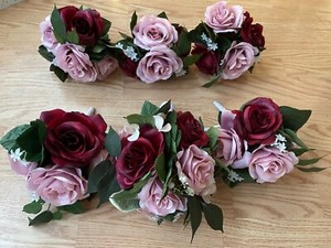 Wedding Artificial Flower Rose Bouquet Set of 6 Bridesmaid Maid Of Honor Red
