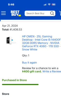 HP OMEN - 25L Gaming Desktop - Intel Core i5-14400F - 32GB DDR5 Memory -m
