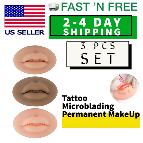 Realistic 3D Silicone Lips for PMU, Tattoos Practice - 3 Pcs Set [US Seller] - product listing photo
