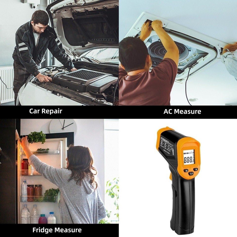 LCD Digital Non-contact Laser IR Infrared Thermometer Temp Meter ...