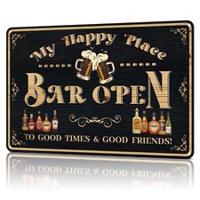 Bar Sign Decor Bar Open Metal Tin Signs for Home Bar Man Cave Vintage Wall Ac...