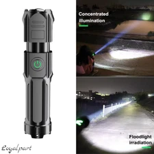 Rechargeable Super Bright LED Tactical Flashlight USB Work Light Torch Zoomable