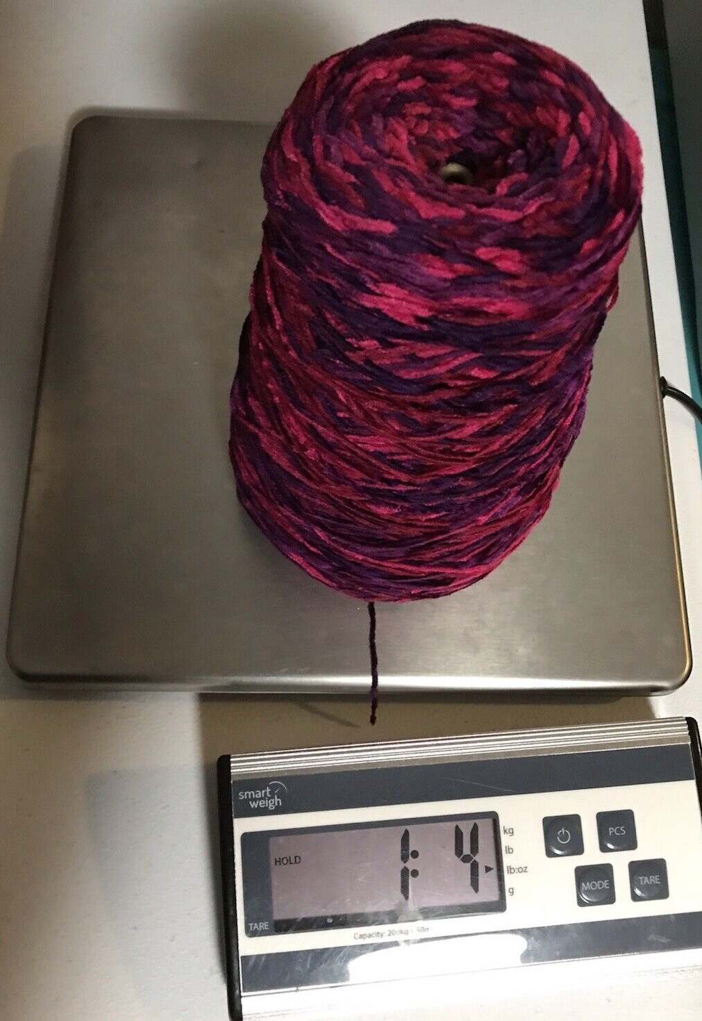 Astro Dye Works Yarn Cone Rayon Chenille Fuchsia Red purple Amethyst USA MADE