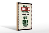 Holzschild Spruch 20X30 Cm Nur Gut Darten Reicht Nicht Muss Bier Trinken Schild