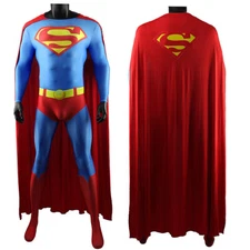 The 52 Superman Jumpsuit Cosplay Bodysuit Costume Adult Kids Halloween Cloak US
