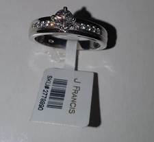 A2778890 J Francis - Platinum Overlay Sterling Silver Ring Size S