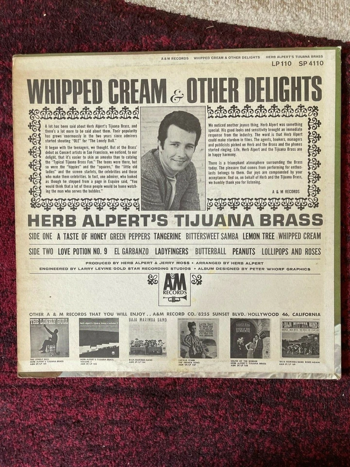  LP vinyl lot - Herb Alpert Tijuana Brass WHIPPED CREAM OTHER -Baja Marimba Band Foto 2 de 4