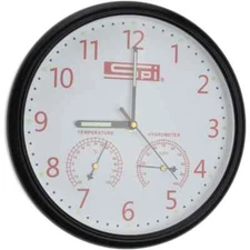 SPI 91-284-0 Indoor Wall Clock with Thermometer & Hygrometer: 9" Diameter