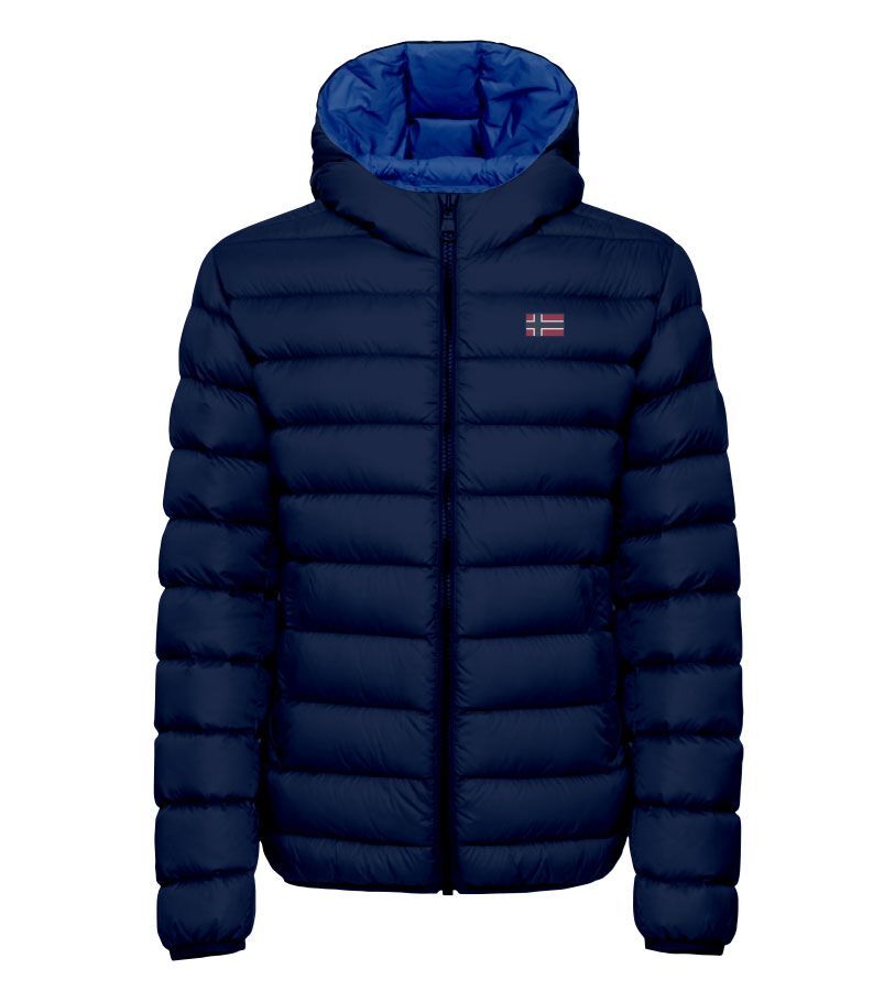 GEO NORWAY Giacca Invernale Uomo H-357 - Blu Navy, Taglia S - Trapuntata Con Cappuccio - 2