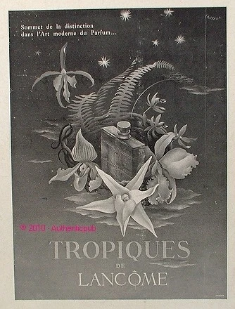 PUBLICITE PARFUM LANCOME TROPIQUES SIGNE E.M PEROT DE 1940 FRENCH