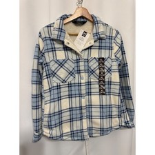 Members Mark Girls Fleece Shacket Blue Plaid Sherpa Lined Jacket XL 14/16 NWT