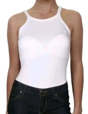 Danielle Bernstein White Ribbed Bodysuit Size XS NWT