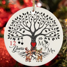 12th Wedding Anniversary Ornament Reindeer Couple 12 Year Mr Mrs Christmas Gift