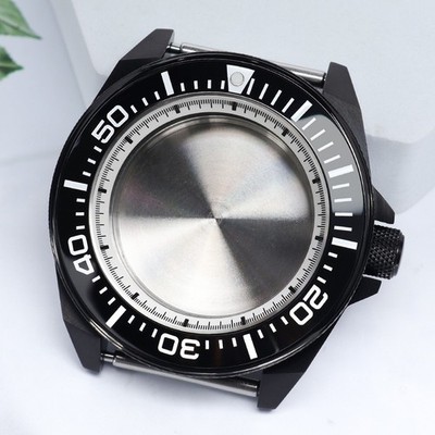 PVD Diver Watch Cases 43.8mm Black Samurai Style Sapphire For SII NH35 Movement