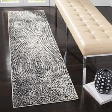 Lurex Collection Runner Rug - 2' x 14', Black & Light Grey, Modern Abstract D...