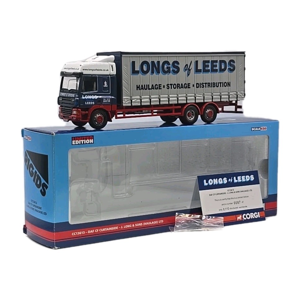 Mint Unused Corgi CC13613 DAF CF Curtainside J. Long & Sons of Leeds 1/50 Truck