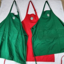 3 Ea. Official Starbucks Coffee 1 Red 2 Green Apron 2 front pockets