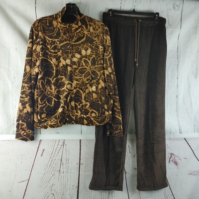 Mirror Image JCpenny XL Chocolate Abstract 2pc Lounge Set Pants w/Pockets NWT