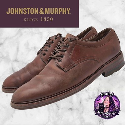 Johnston & Murphy Derby Dress Shoes Men 11M Brown Leather Brazil Lug Sole Preppy