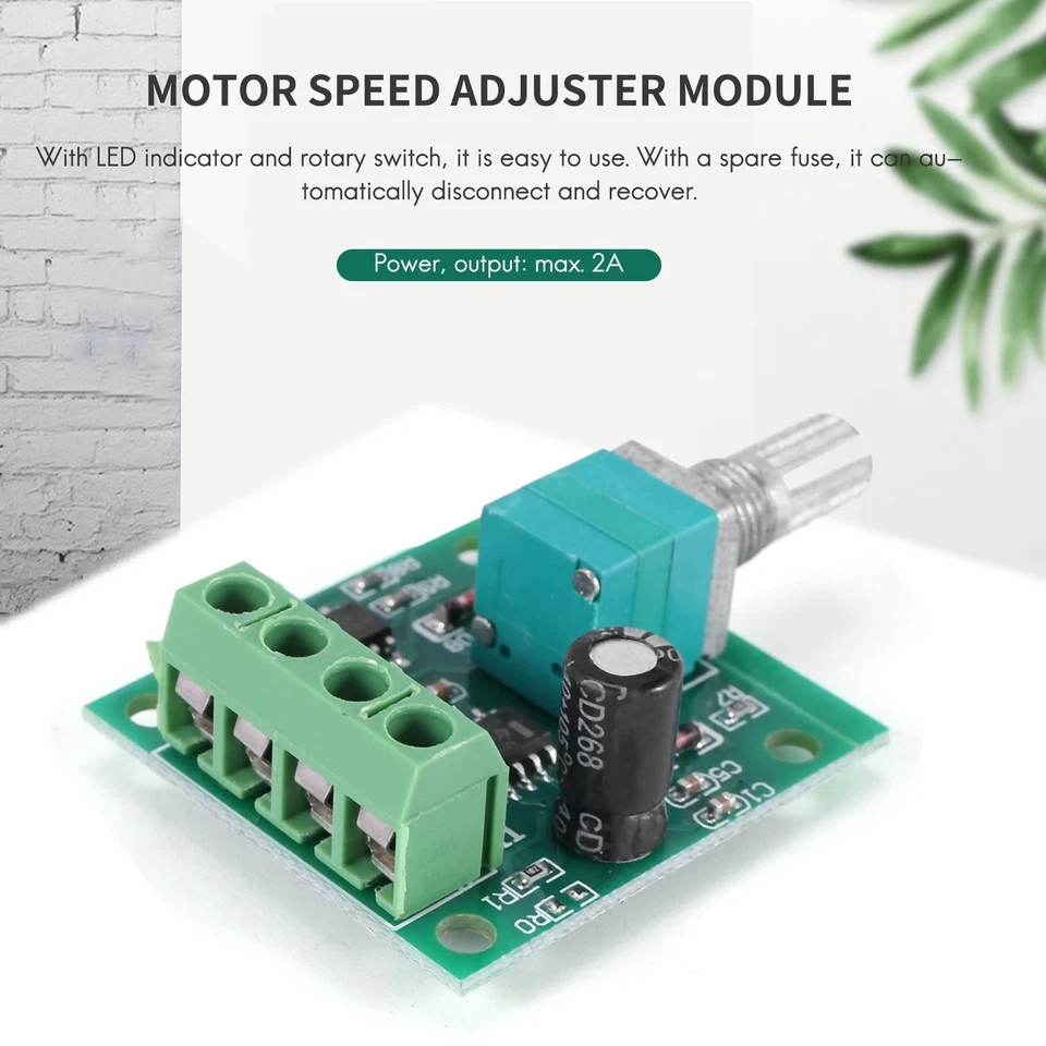 Low Voltage DC PWM Motor Speed Controller Module 1.8V 3V-5V-6V 12V 2A B1W89078 - Image 3 of 4