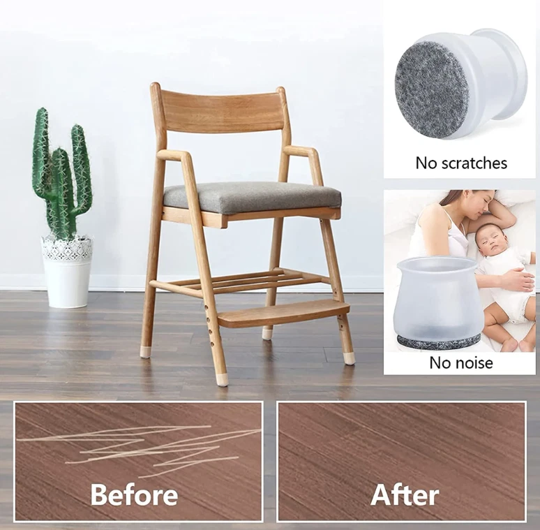 20 St. Möbelgleiter Stuhlbeinkappen für Stuhlbeine Bodenschutz Silikon Weiß/Grau - Bild 3 von 4