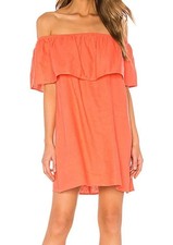 Show Me Your MuMu Can Can Mini Dress size XL Linen Blend Coral Orange Pink USA