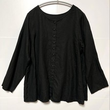 Nest Robe 100 Linen Black Blouse Shirt Size F New