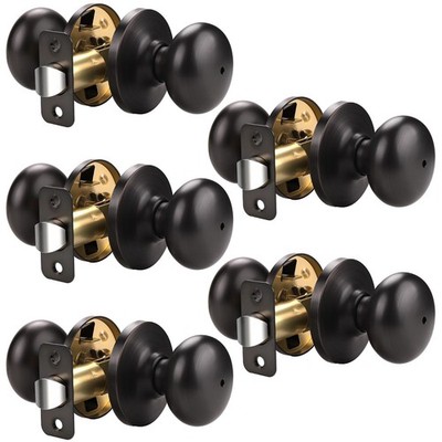 KNOBWELL Oil Rubbed Bronze Door Knobs, 5 Pack Privacy Interior Door Knob with Lo