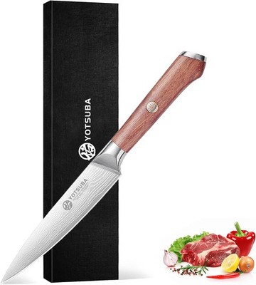 5 Inch Utility Knife, Japanese Petty Knife   Ergonomic Rosewood Handle, Full