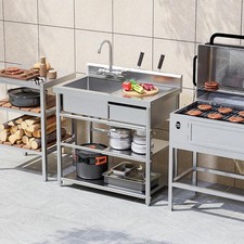 Stainless Steel Utility Sink with Storage Heavy-Duty Drawer for Garage  Kitchen