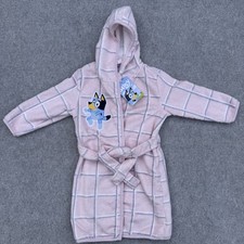 Bluey Dressing Gown Toddler Girls Size 4 Pink Hooded Robe Tie Belt NWT