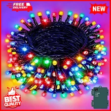 Battery Operated Multicolor Christmas Lights 50LED Outdoor Timer