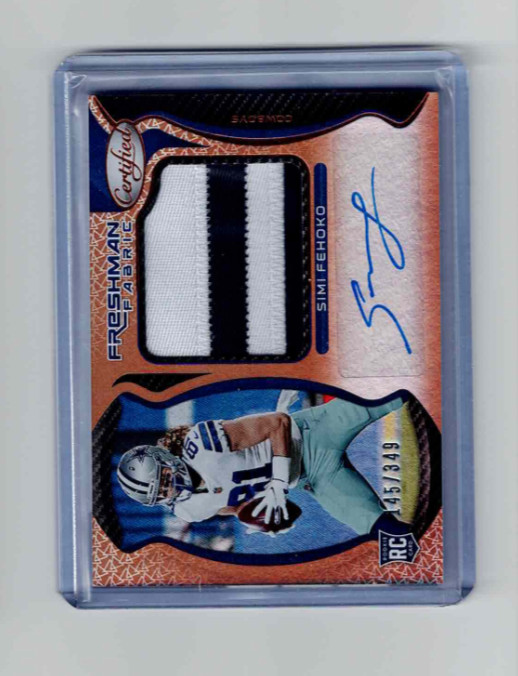Simi Fehoko Patch Auto 145/349 RC 2021 Panini Certified Football