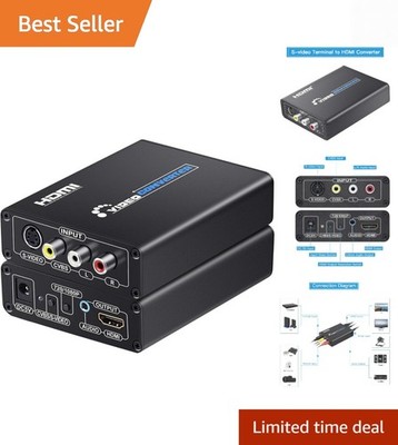 RCA Svideo to HDMI Converter with AV + S-Video Cables, RCA Composite CVBS AV ...