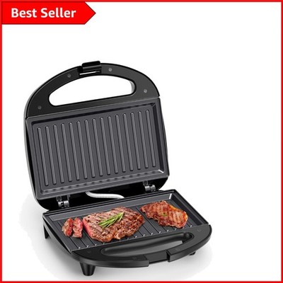 Schnell erhitzender schwarzer Sandwich-Toaster mit Antihaft-Grillplatten - 750 W Leistung