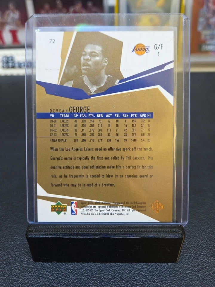 2003-04 UD Black Diamond Gold #72 Deaven George Lakers Champion #16/25 RARE  - Image 3 of 4